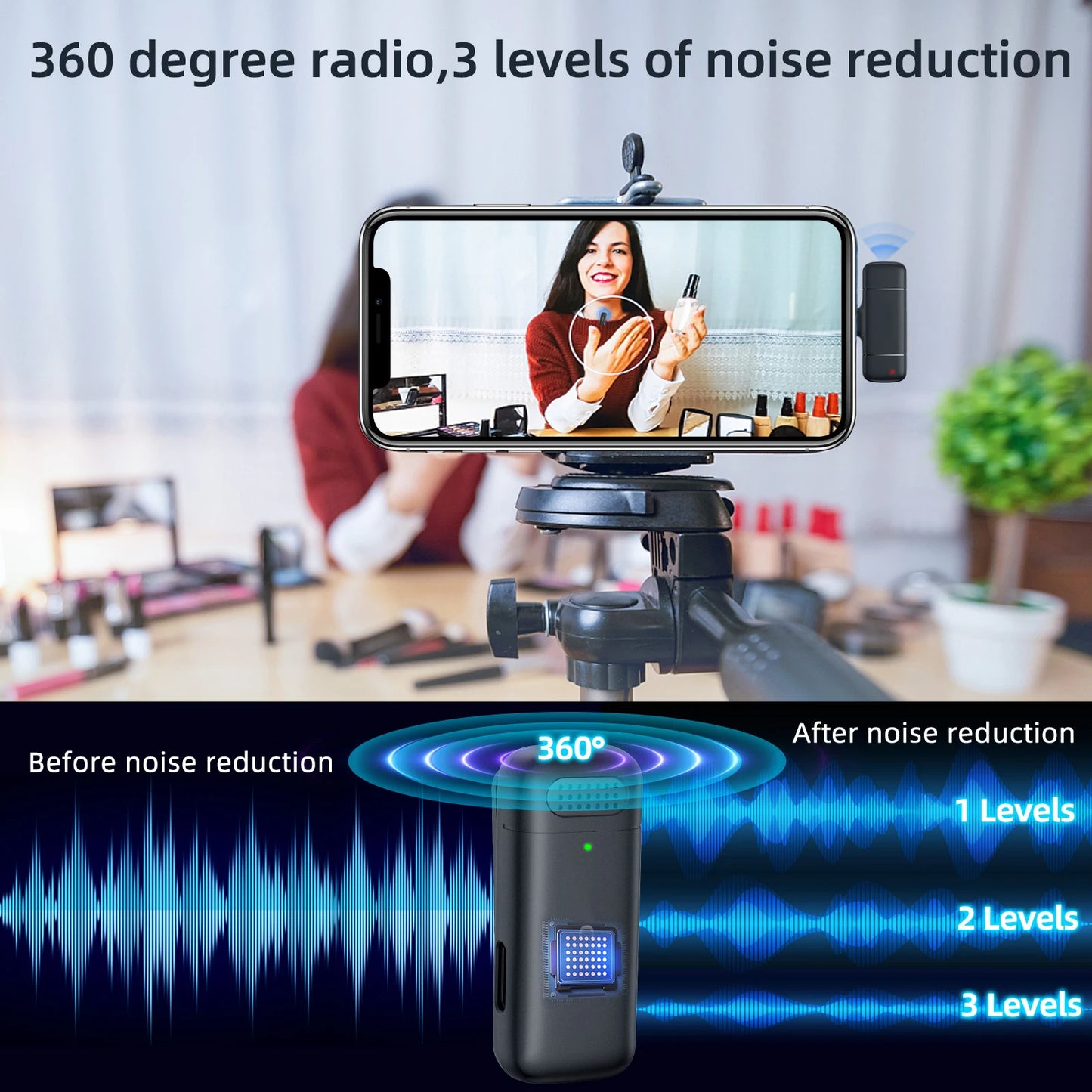 XIAOLO Lavalier Wireless Microphone with Charging Case and Noise Cancelling