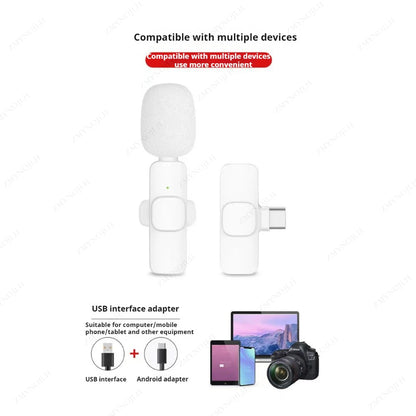 Multi-Color Mini Pro Lavalier Wireless Microphone With Noise Cancelling