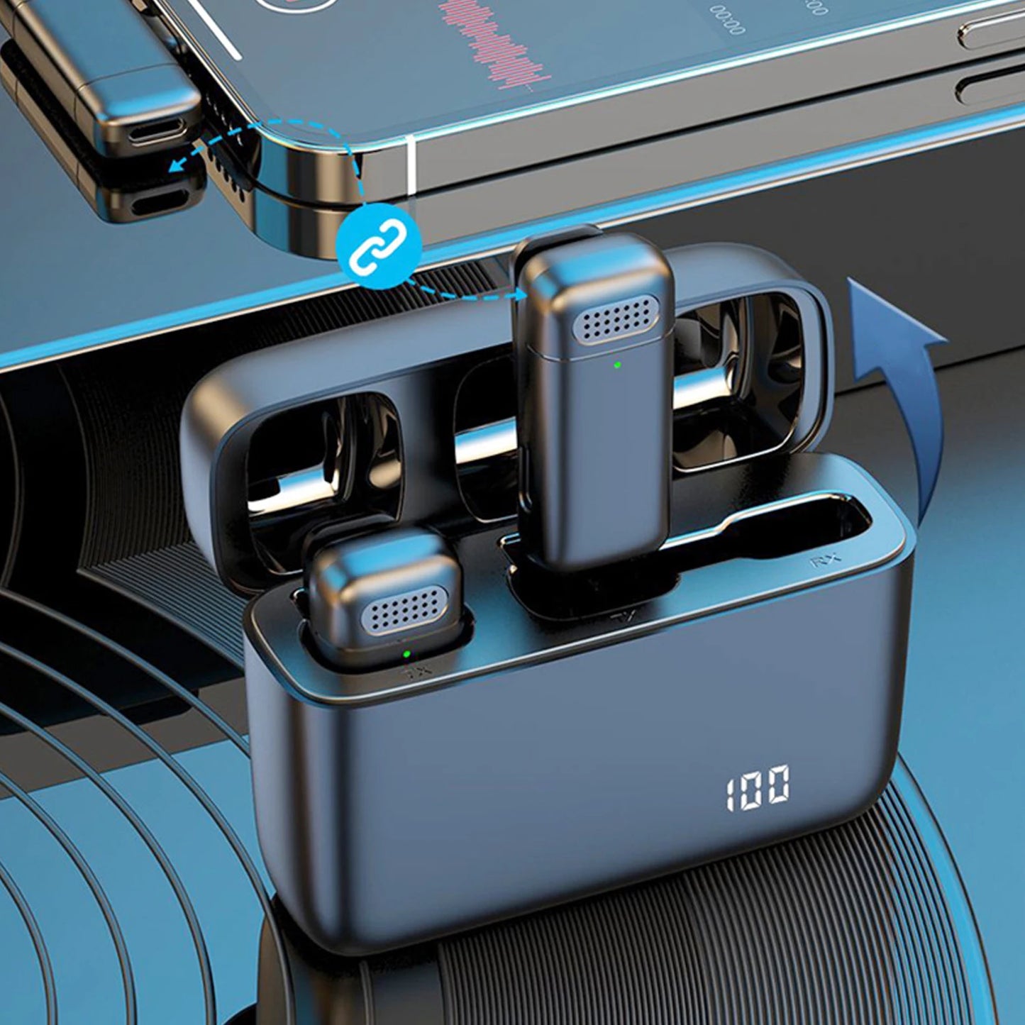 XIAOLO Lavalier Wireless Microphone with Charging Case and Noise Cancelling