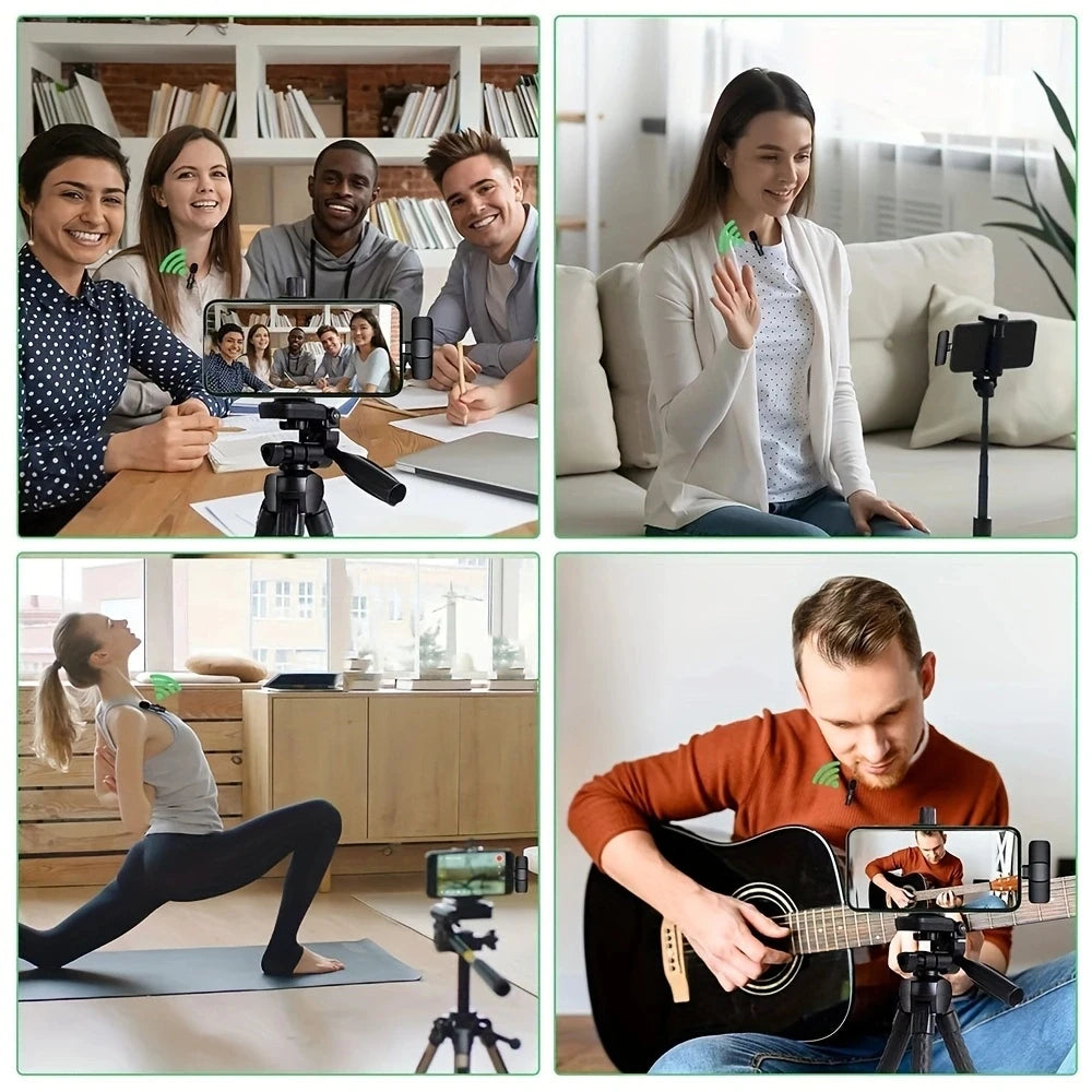 Mini Mic Pro Lavalier Wireless Microphones With Noise Cancelling