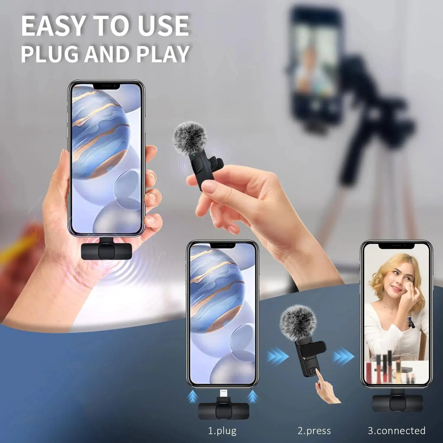 Mini Mic Pro Lavalier Wireless Microphones With Noise Cancelling