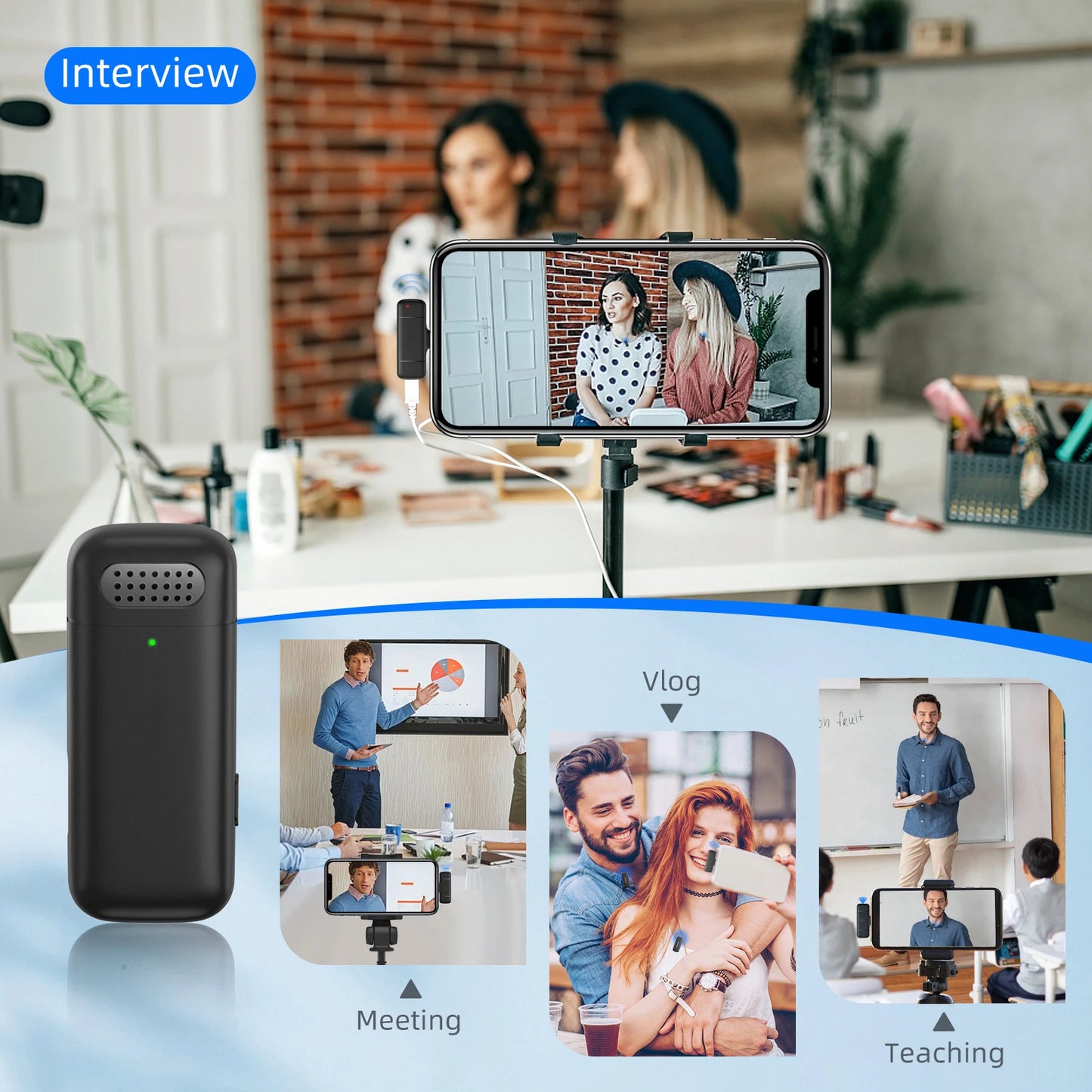 XIAOLO Lavalier Wireless Microphone with Charging Case and Noise Cancelling