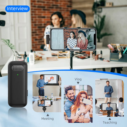 XIAOLO Lavalier Wireless Microphone with Charging Case and Noise Cancelling
