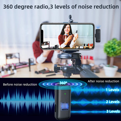XIAOLO Lavalier Wireless Microphone with Charging Case and Noise Cancelling