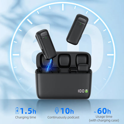 XIAOLO Lavalier Wireless Microphone with Charging Case and Noise Cancelling