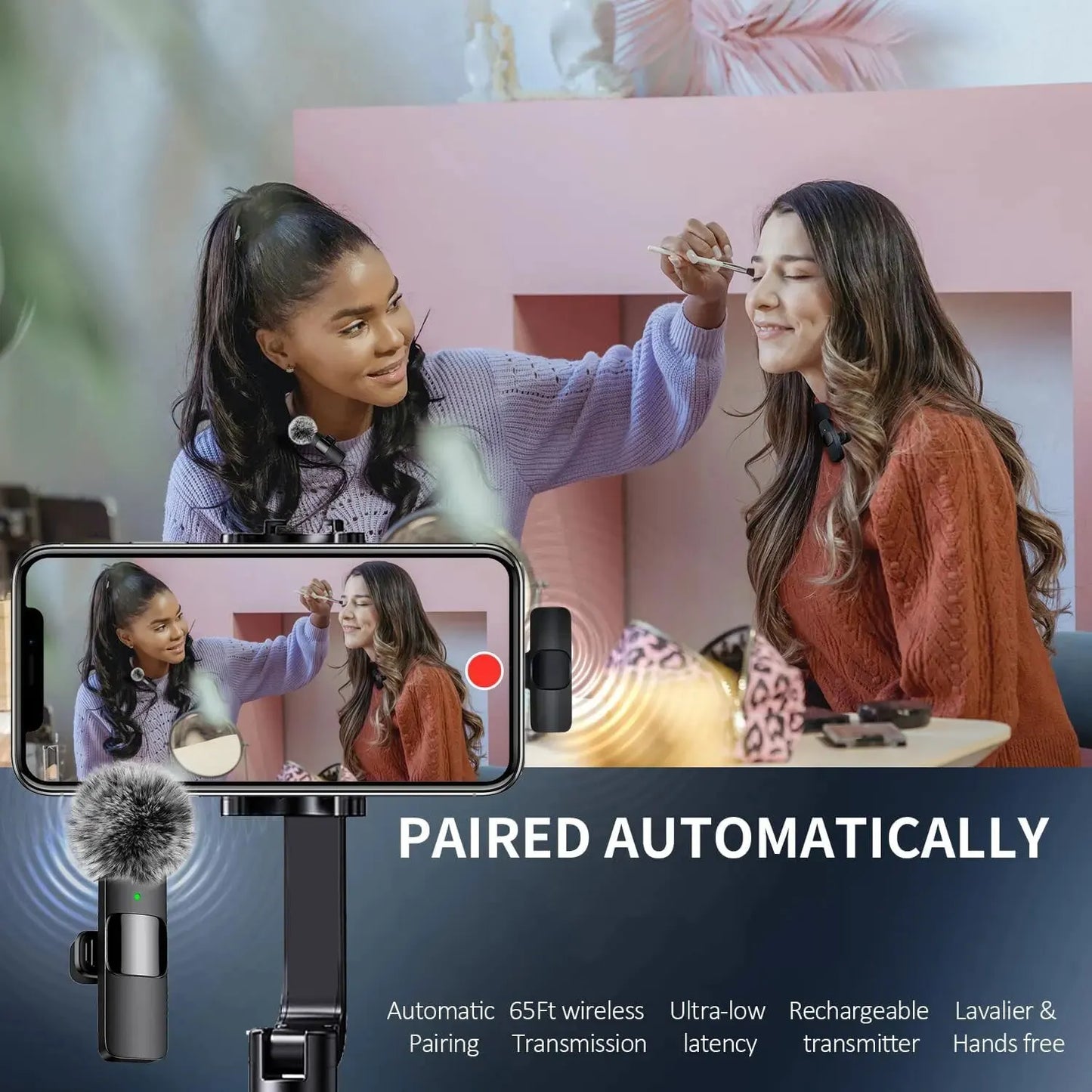 Mini Mic Pro Lavalier Wireless Microphones With Noise Cancelling