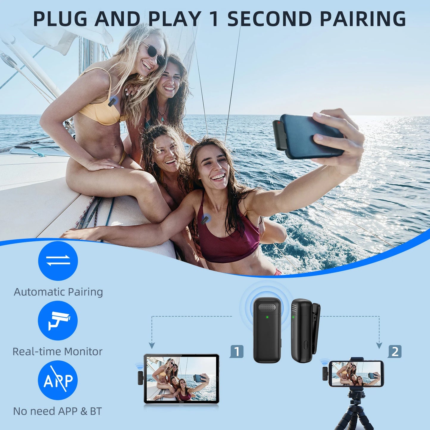 XIAOLO Lavalier Wireless Microphone with Charging Case and Noise Cancelling